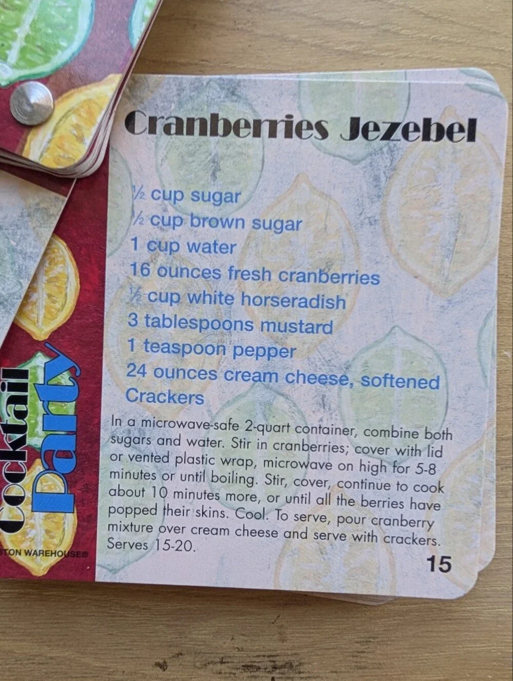 Vintage Book Cocktail Party Recipe Cards Fans Out Like Cards Red Green & Yellow